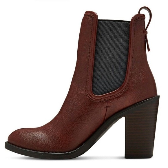 🆕 Merona Charli Red Brown Pull On Chelsea Ankle Boots with Block Heel, Size 6 - Picture 12 of 13